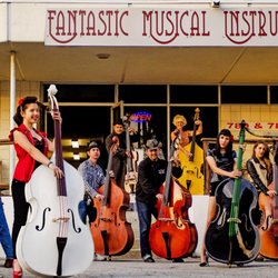 Fantastic Musical Instruments - 9 Upright Basses in Parking Lot at FMI Basses !