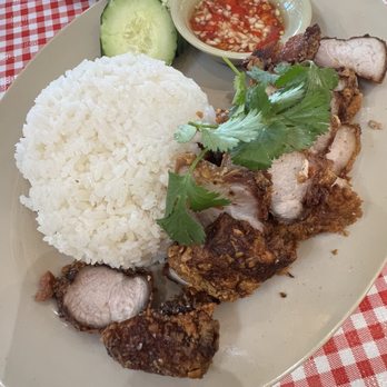 P Thai’s Khao Man Gai - Fried pork belly - Thai Near Me - Austin, Texas P Thai’s Khao Man Gai - Fried pork belly - Thai Near Me - Austin, Texas