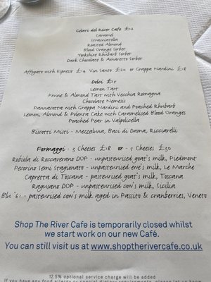 Menu photo 1 The River Cafe London, XGL
