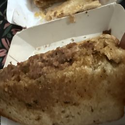Dry burger, salty and cold!! This is the way it was in my container!
