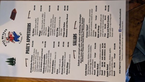 Menu photo 2 Paul Bunyan Bar and Grill Coram, MT Menu photo 2 Paul Bunyan Bar and Grill Coram, MT