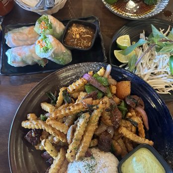 OMELI Kitchen - lomo saltado, shrimp spring rolls and cucumber salad! - Vietnamese Near Me - Fullerton, California OMELI Kitchen - lomo saltado, shrimp spring rolls and cucumber salad! - Vietnamese Near Me - Fullerton, California