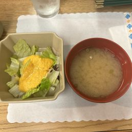 Complimentary salad and miso soup! Complimentary salad and miso soup!
