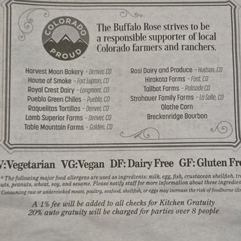 Buffalo Rose - Ingredients are sourced locally. - Bars Near Me - Golden, Colorado