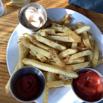 Some Random Bar - French fries with ketchup and chipotle aioli - New American Near Me - Seattle, Washington