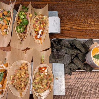 Velvet Taco - The works. 6 tacos and red coconut curry queso fresco. - New American Near Me - Chicago, Illinois Velvet Taco - The works. 6 tacos and red coconut curry queso fresco. - New American Near Me - Chicago, Illinois