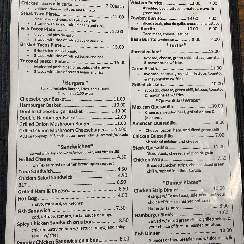 Zayra's Cafe - Menu - Comfort Food Near Me - Springer, New Mexico