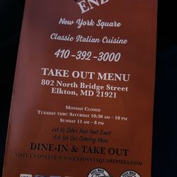 Enzo’s New York Square Pizza - Menu