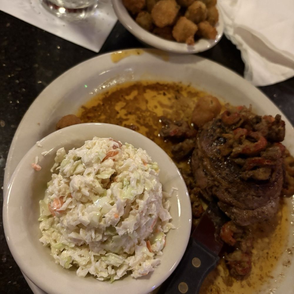 Two Frogs Grill - Steak, crawfish, okra and coleslaw - American Near Me - Ardmore, Oklahoma Two Frogs Grill - Steak, crawfish, okra and coleslaw - American Near Me - Ardmore, Oklahoma