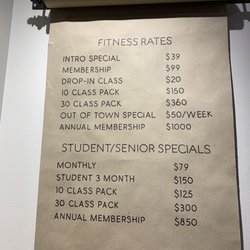 Brick Canvas Fitness - Class rates