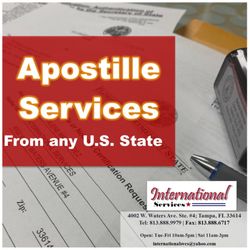 International Services - Apostille Service available with expedited processing.