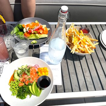 Offshore Rooftop - Organic Salmon Poke Bowl, Summer Salad, The Stack Fries - New American Near Me - Chicago, Illinois