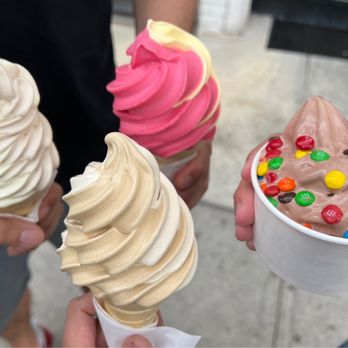 Marvel Frozen Dairy - Peanut butter-banana, coffee-dulce de leche, pomegranate-mango, chocolate with M & m's - Ice Cream & Frozen Yogurt Near Me - Queens, New York Marvel Frozen Dairy - Peanut butter-banana, coffee-dulce de leche, pomegranate-mango, chocolate with M & m's - Ice Cream & Frozen Yogurt Near Me - Queens, New York