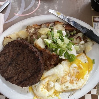 Sax's Joint - Hamburger steak and eggs!! Yum!! - Breakfast & Brunch Near Me - Petaluma, California Sax's Joint - Hamburger steak and eggs!! Yum!! - Breakfast & Brunch Near Me - Petaluma, California