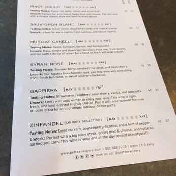 Peltzer Winery - Wine menu - Wineries Near Me - Temecula, California