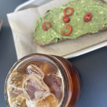 Lavender & Honey Redondo - Large Iced americano and avocado toast! The real breakfast of champions! - Cafes Near Me - Redondo Beach, California