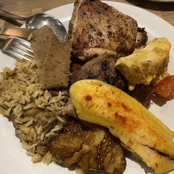 Dimassi's Mediterranean Buffet - A small sample of their array of proteins! Even baked fish ! - Mediterranean Near Me - San Antonio, Texas