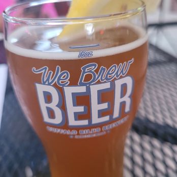 Buffalo Bill's Brewery - Other side of beer glass - Pizza Near Me - Hayward, California Buffalo Bill's Brewery - Other side of beer glass - Pizza Near Me - Hayward, California