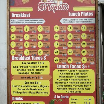 Tacos El Tapatio - Menu - Food Trucks Near Me - Lockhart, Texas