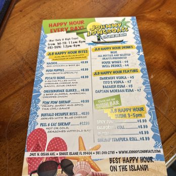 Johnny Longboats - Happy hour menu - Seafood Near Me - Riviera Beach, Florida Johnny Longboats - Happy hour menu - Seafood Near Me - Riviera Beach, Florida