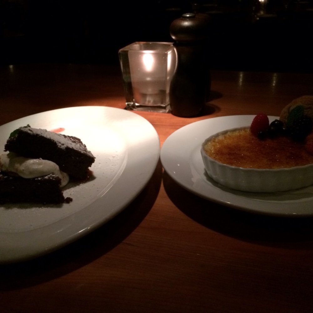 Roaring Fork - Ancho chocolate torte and creme brûlée. Yum! - New American Near Me - Austin, Texas Roaring Fork - Ancho chocolate torte and creme brûlée. Yum! - New American Near Me - Austin, Texas