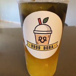 9999 Boba - Peach Tea w/ grass jelly and aloe vera