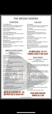 Menu photo 1 The Wedge Pizzeria Oklahoma City, OK Menu photo 1 The Wedge Pizzeria Oklahoma City, OK