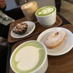 Johan & Nyström - Matcha and Coffee Latte with pastries ...