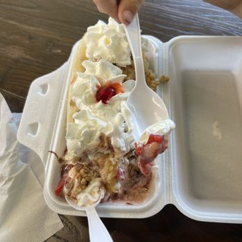 Twisters Ice Cream Cafe - Banana Split with cherry on top! - Ice Cream & Frozen Yogurt Near Me - Palm Coast, Florida