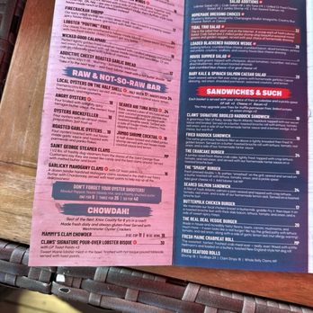 Claws - Menu September 2026. - Seafood Near Me - Rockland, Maine