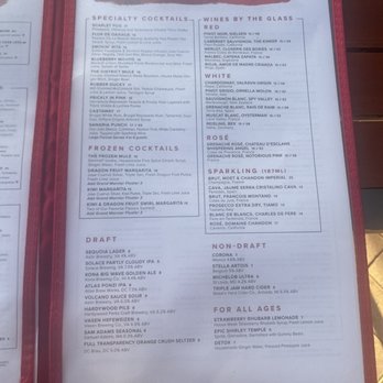 Sequoia - Drink menu - New American Near Me - Washington, DC, District of Columbia