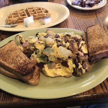 Sunny Side Up - a plate of breakfast food and waffles - Bakeries Near Me - Westerly, Rhode Island