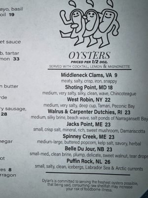 Menu photo 1 Dylan's Oyster Cellar Baltimore, MD Menu photo 1 Dylan's Oyster Cellar Baltimore, MD