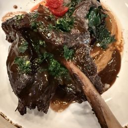 Lamb shank on bed of puréed cauliflower and Swiss chard Lamb shank on bed of puréed cauliflower and Swiss chard