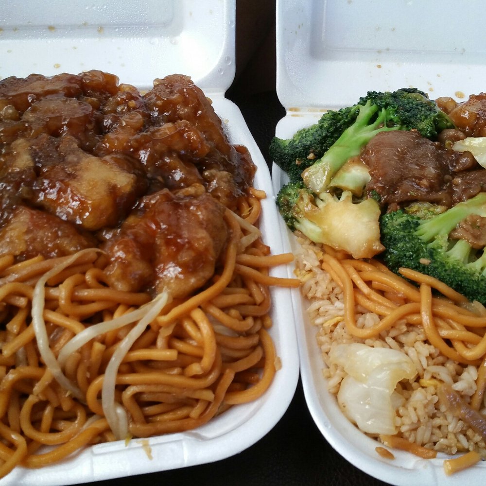 Dragon Express - two takeout containers with noodles and meat - Chinese Near Me - Palmdale, California Dragon Express - two takeout containers with noodles and meat - Chinese Near Me - Palmdale, California