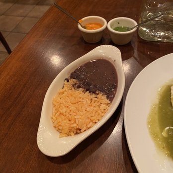 La Cita - The beef Enchiladas with green sauce, and a side of black beans and rice. - Mexican Near Me - Cherry Hill, New Jersey