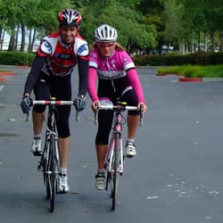 Velo Girls - Coach Lorri coaching a bumping drill -- stay relaxed and focused and you won't fall down!  Really.