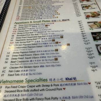 Oasis Vietnamese Cuisine - Menú - Vietnamese Near Me - Pacifica, California