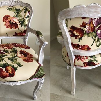 Webster's Interiors - This was a very difficult job because the material was with flowers and vintage.Thank you for the beautiful work! - Furniture Reupholstery Near Me - Bakersfield, California