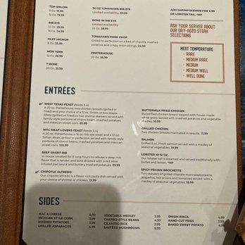 West Texas Chophouse - Menu - Steakhouses Near Me - El Paso, Texas West Texas Chophouse - Menu - Steakhouses Near Me - El Paso, Texas