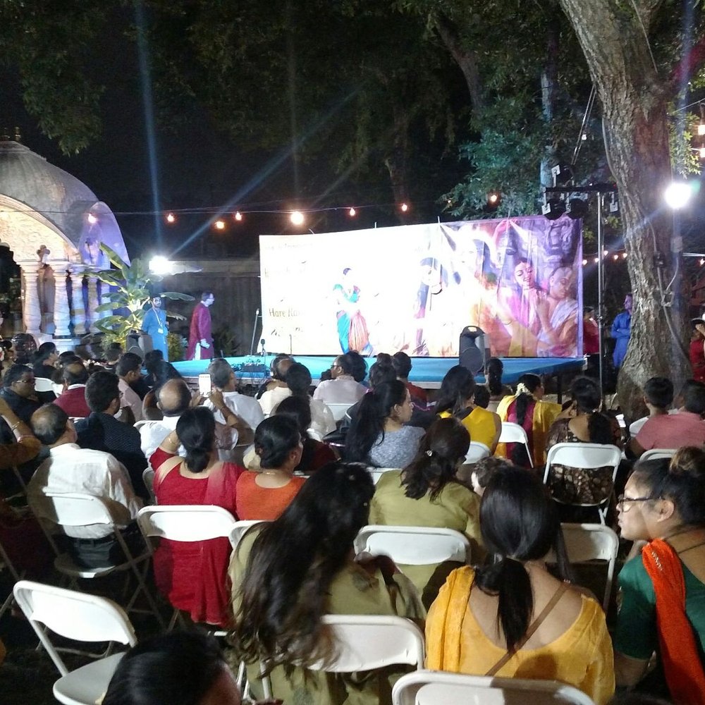 Radha Kalachandji Hare Krishna Temple - Cultural programs in garden during Shri Krishna Jamashtami - Hindu Temples Near Me - Dallas, Texas