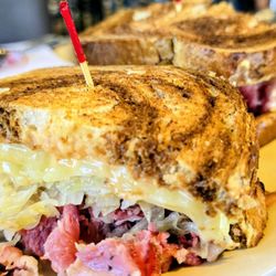 Jason's Deli - Ruben sandwich with marble bread and cheese sauerkraut. So good-looking and tasty! YUMMMMMMM!