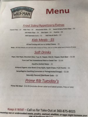 Menu photo 3 Wild Man Brewing Raymond, WA