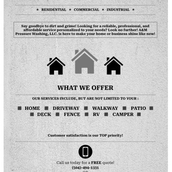 A&M Pressure Washing - A&M Pressure Washing, LLC is a unique pressure washing company that prioritizes a personalized customer service experience - Pressure Washers Near Me A&M Pressure Washing - A&M Pressure Washing, LLC is a unique pressure washing company that prioritizes a personalized customer service experience - Pressure Washers Near Me
