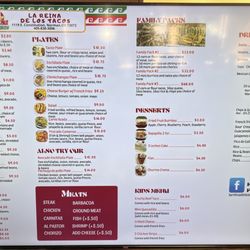La Reina De Los Tacos - Menu
