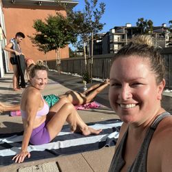 Summer hot yoga on the marina!