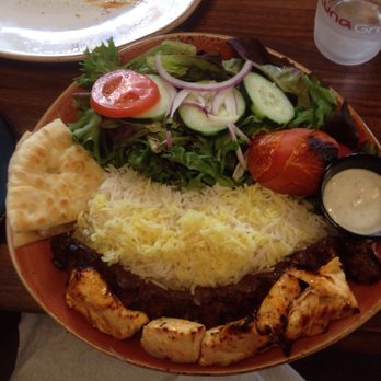 Luna Grill University Center - Chicken and ground beef plate - Mediterranean Near Me - Irvine, California