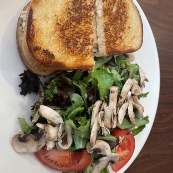 Mely's Cafe - Tuna melt on buttery toasted sour dough bread with a side salad and Italian dressing .. yummy! - Italian Near Me - San Pablo, California Mely's Cafe - Tuna melt on buttery toasted sour dough bread with a side salad and Italian dressing .. yummy! - Italian Near Me - San Pablo, California