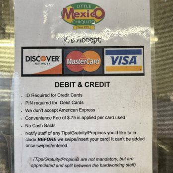 Little Mexico Chiquito - Fee to use credit card - Mexican Near Me - Maywood, California