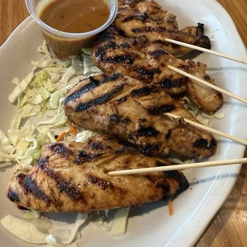 City Wok - Barbecue Chicken Skewers with peanut sauce. My favorite out of what we ordered - Chinese Near Me - Palm Desert, California